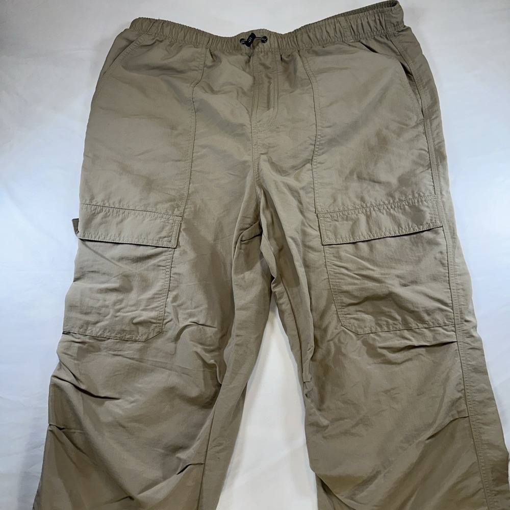 Original USA Pants Mens L Beige Slash Pockets Elastic Waistband Comfort Preppy